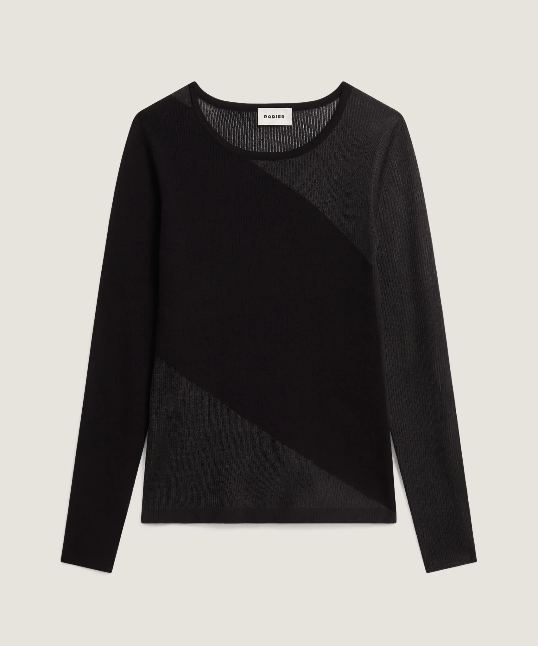 New Rodier Pull bi-matière en laine noir