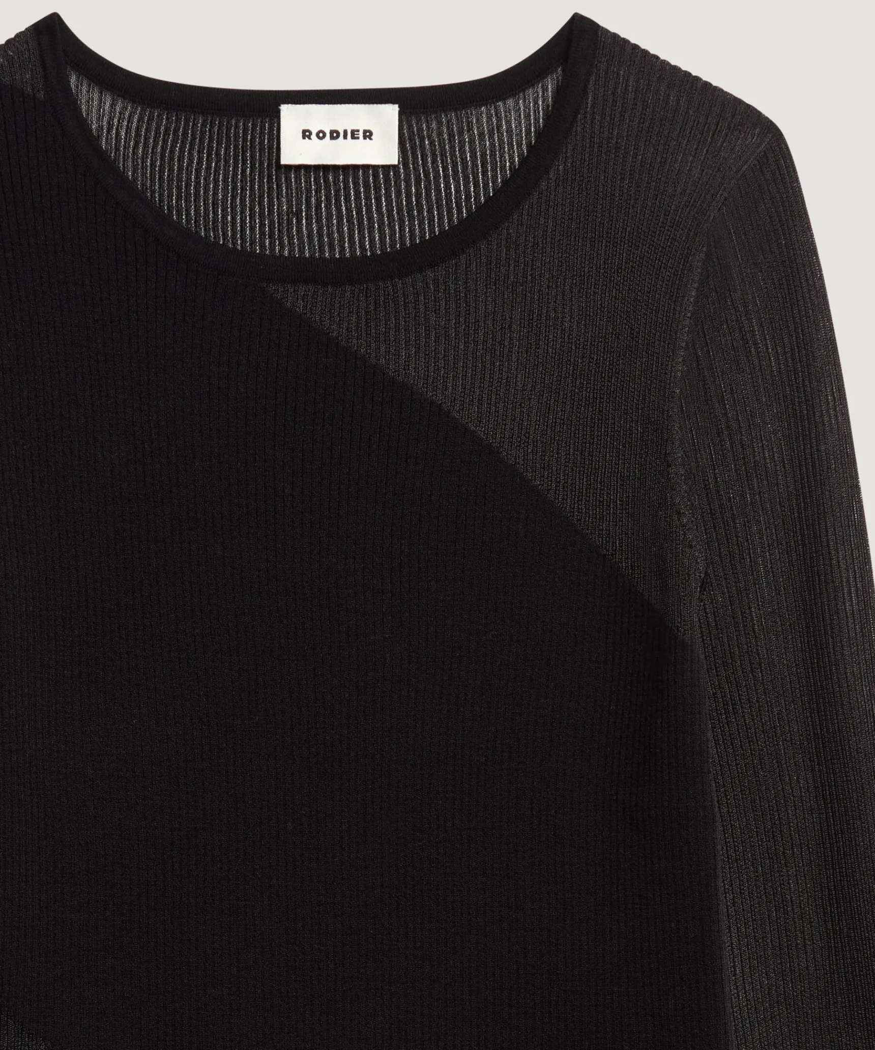 New Rodier Pull bi-matière en laine noir
