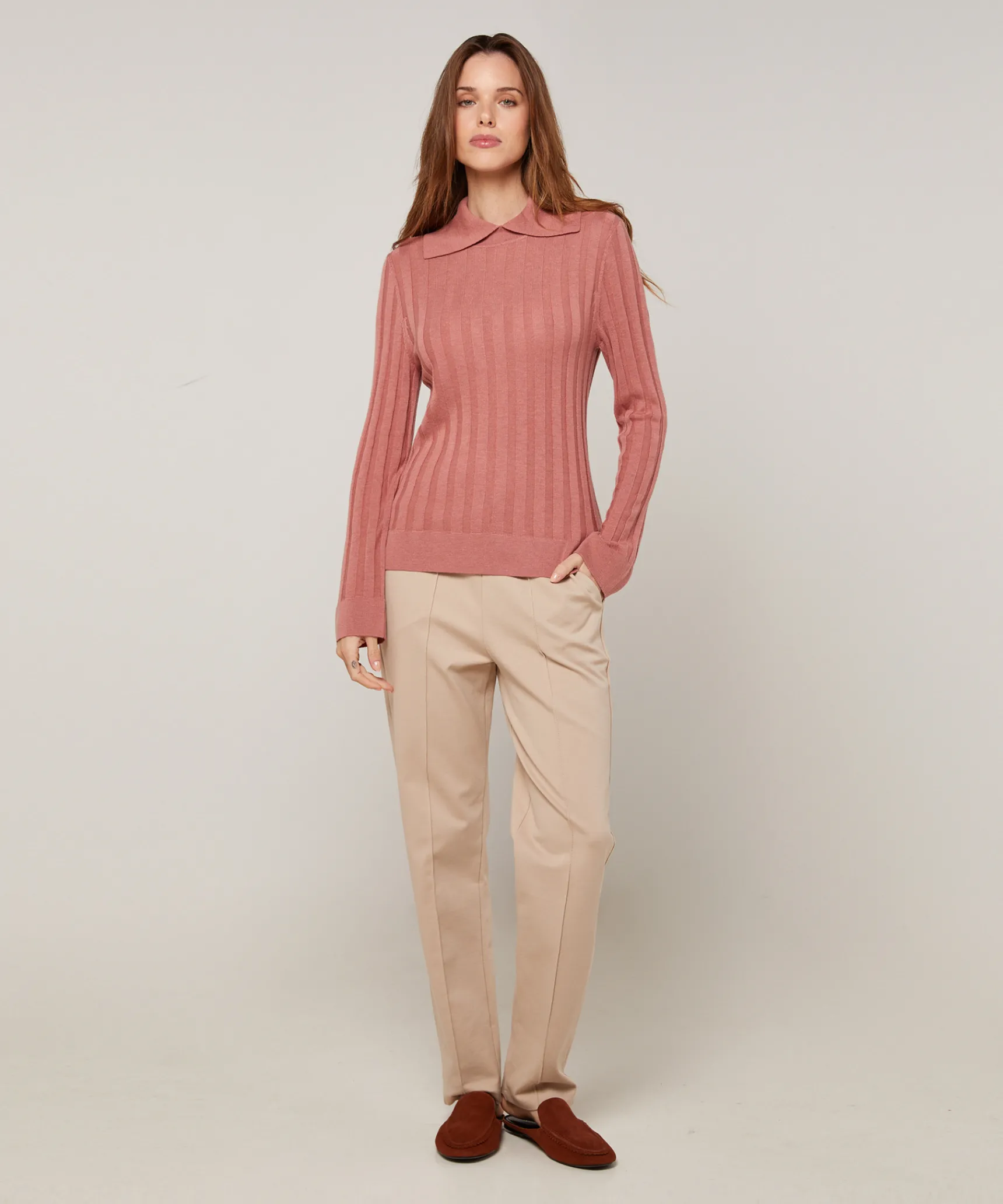 Best Rodier Pull chaussette col polo bois de rose