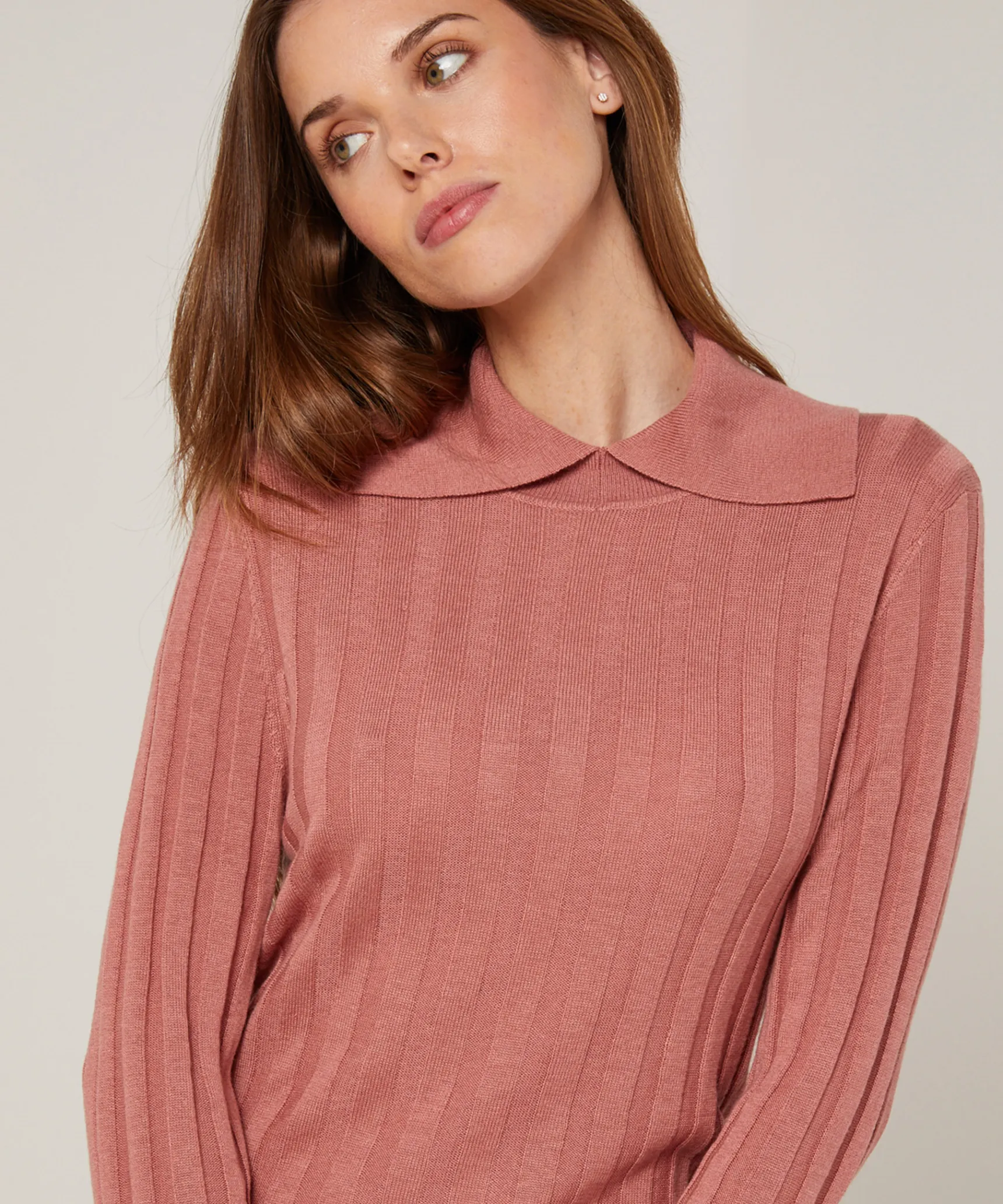 Best Rodier Pull chaussette col polo bois de rose