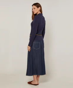 Clearance Rodier Pull chaussette col polo bleu denim