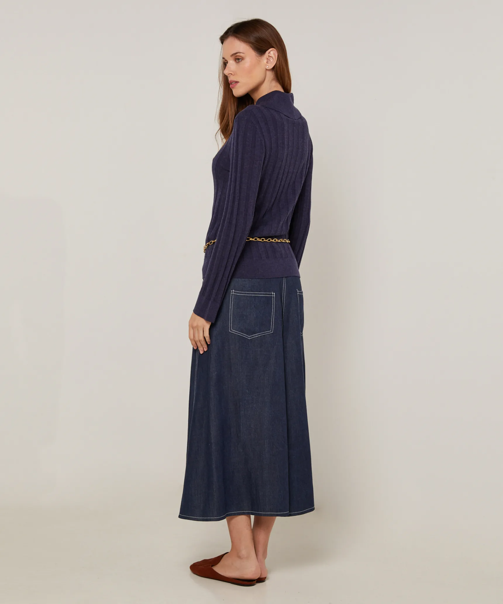 Clearance Rodier Pull chaussette col polo bleu denim