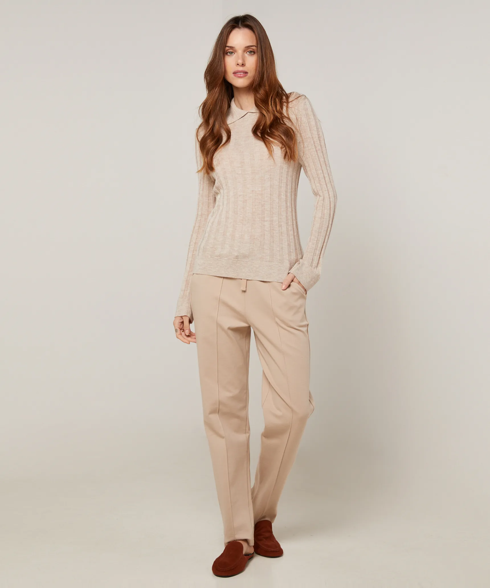 Sale Rodier Pull chaussette col polo beige