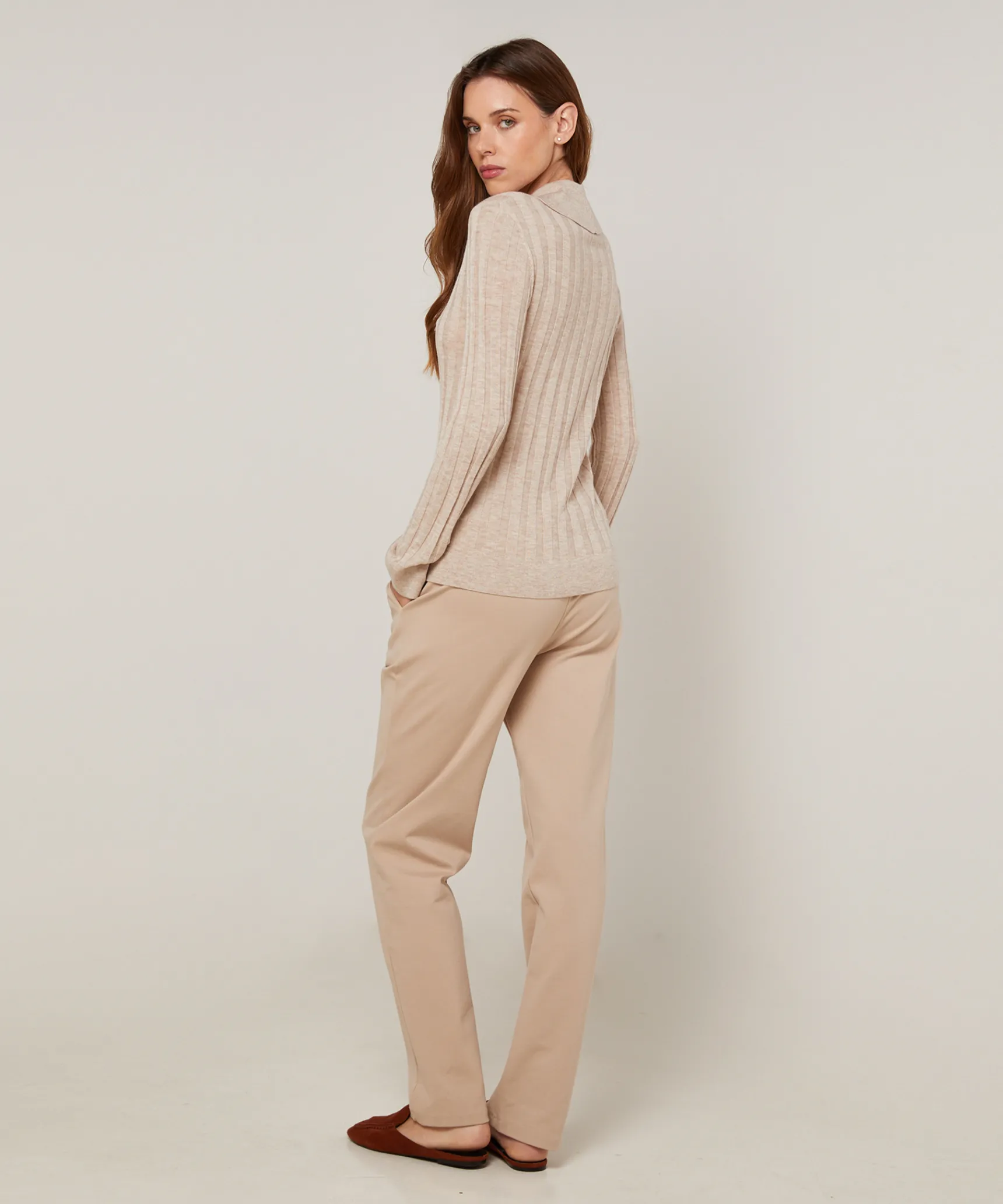Sale Rodier Pull chaussette col polo beige