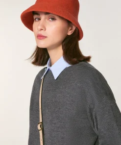 Discount Rodier Pull col bateau en laine mérinos gris foncé