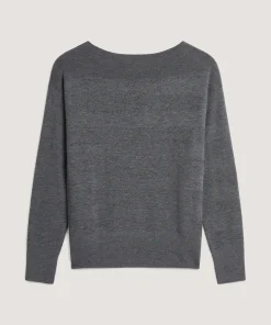 Discount Rodier Pull col bateau en laine mérinos gris foncé