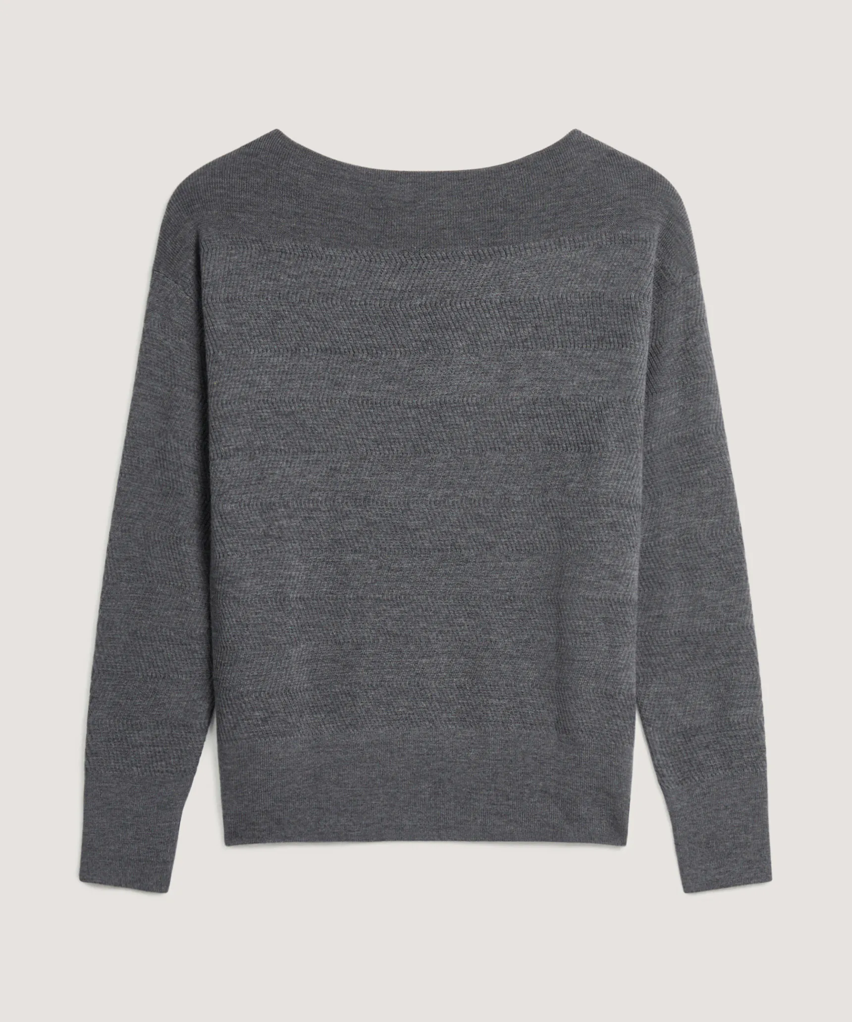 Discount Rodier Pull col bateau en laine mérinos gris foncé