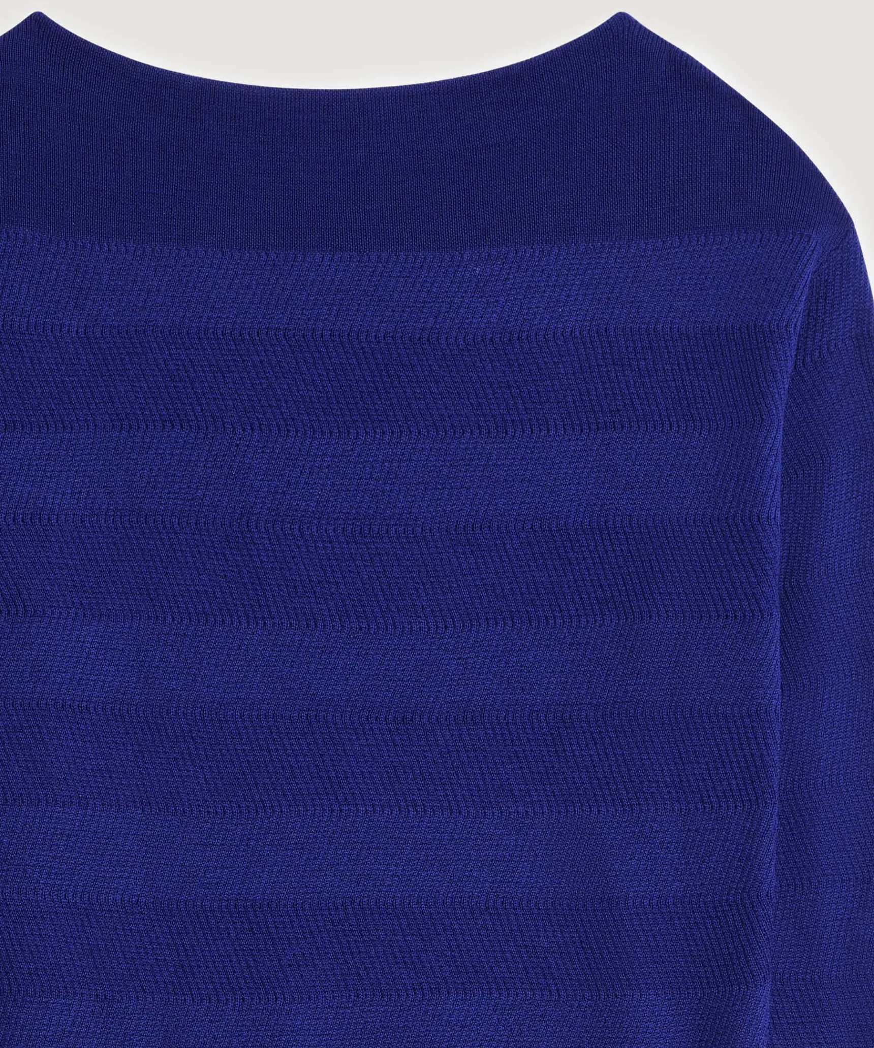 Clearance Rodier Pull col bateau en laine mérinos bleu océan