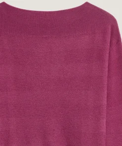 New Rodier Pull col bateau en laine mérinos rose fuchsia