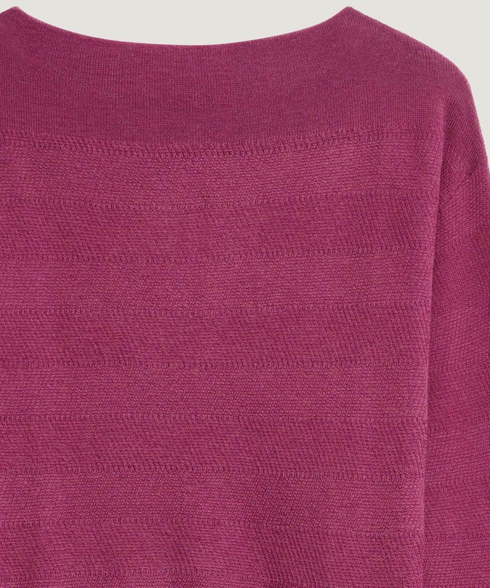 New Rodier Pull col bateau en laine mérinos rose fuchsia
