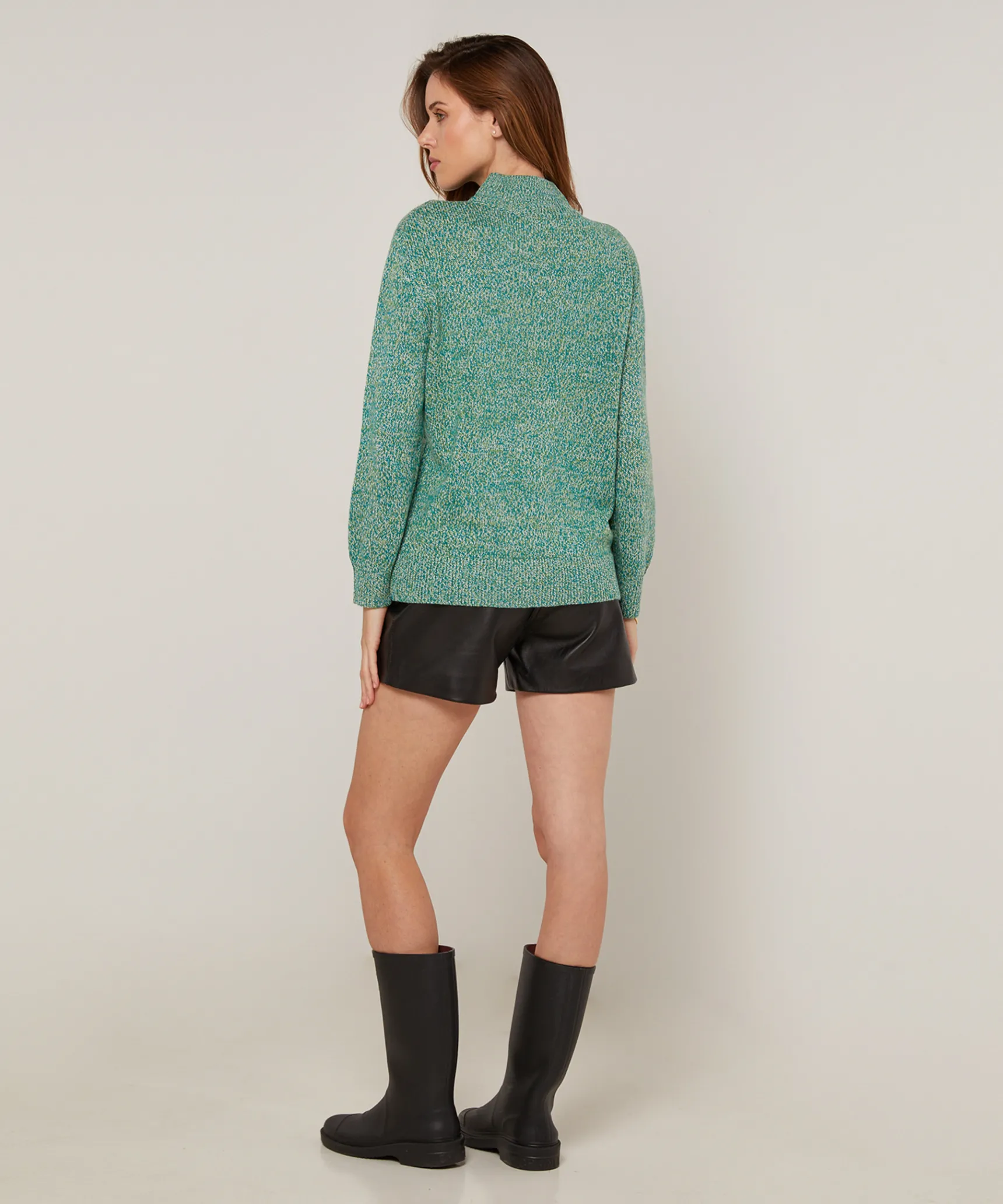 Outlet Rodier Pull col cheminé chiné vert