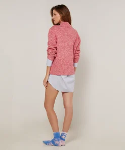 Hot Rodier Pull col cheminé chiné rose