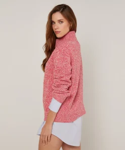 Hot Rodier Pull col cheminé chiné rose