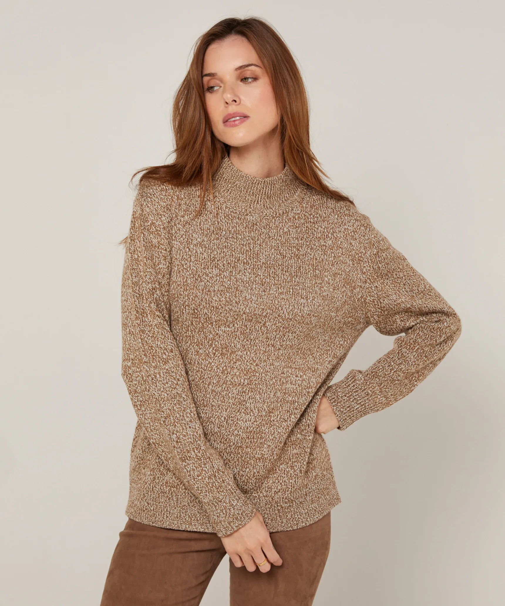Sale Rodier Pull col cheminé chiné marron