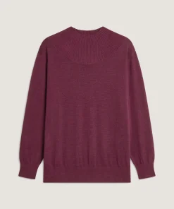 New Rodier Pull col montant en laine mérinos violet prune