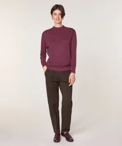 New Rodier Pull col montant en laine mérinos violet prune