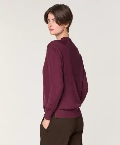 New Rodier Pull col montant en laine mérinos violet prune