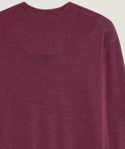 New Rodier Pull col montant en laine mérinos violet prune