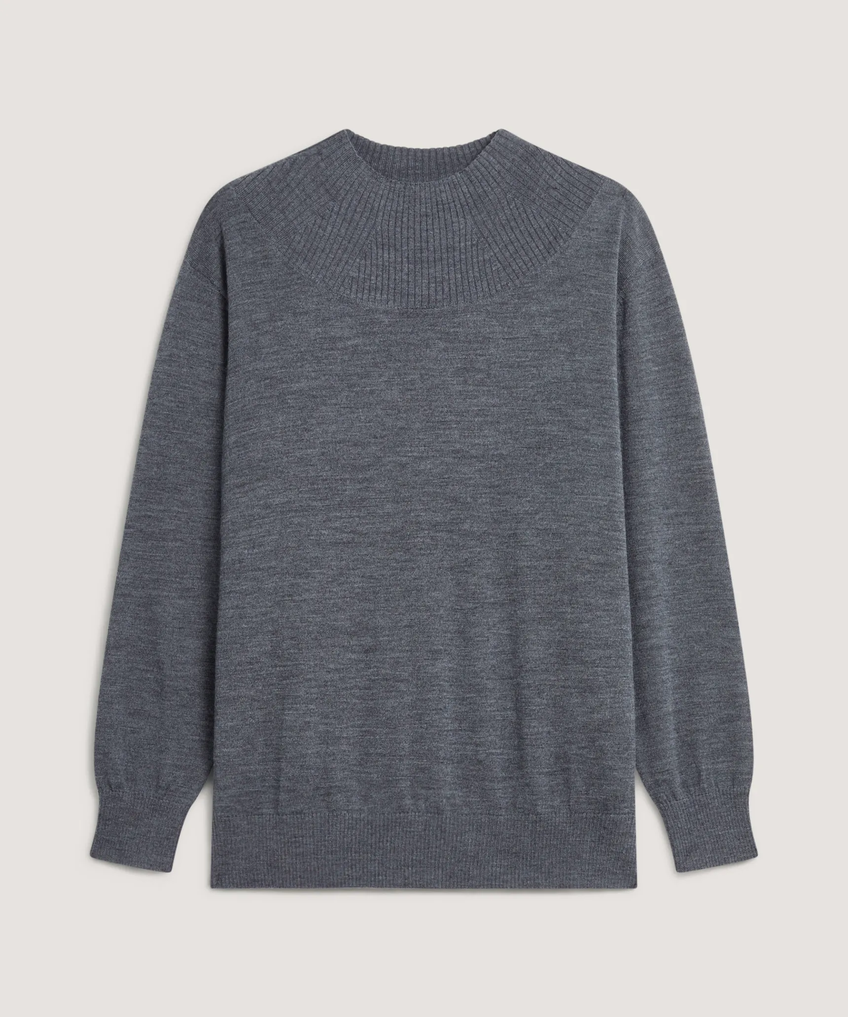 Outlet Rodier Pull col montant en laine mérinos gris plomb