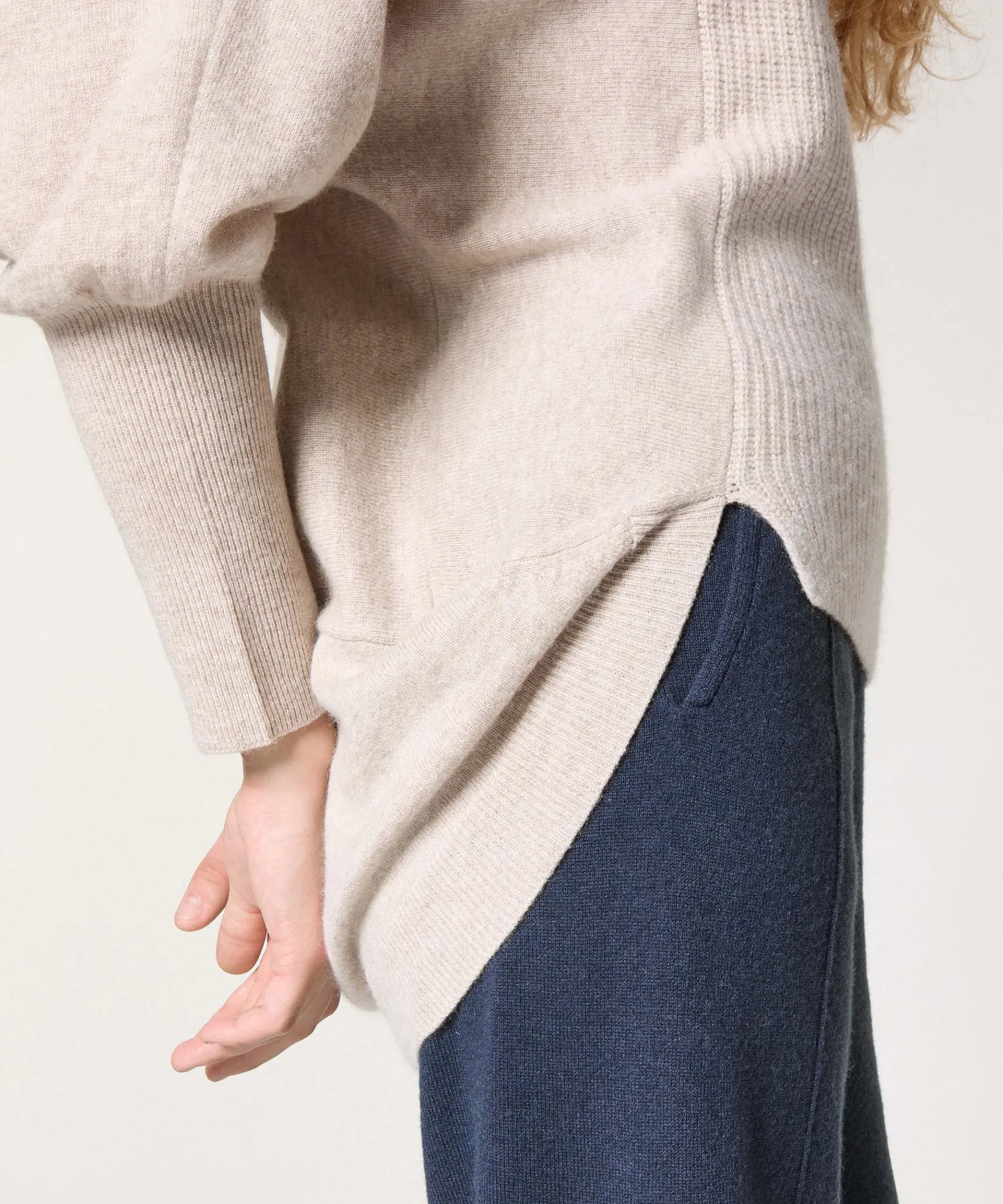 Sale Rodier Pull col montant en laine et cachemire beige
