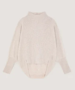 Sale Rodier Pull col montant en laine et cachemire beige