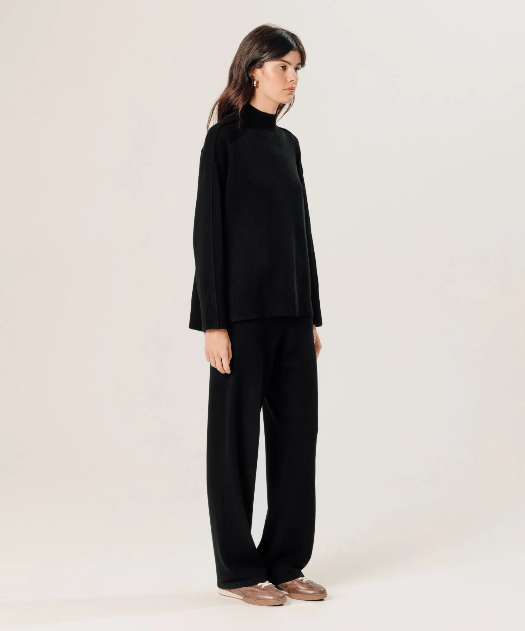 Outlet Rodier Pull col montant oversize en cachemire noir