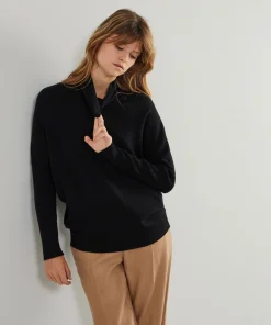 Clearance Rodier Pull col montant oversize en cachemire 4 fils noir