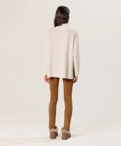 Outlet Rodier Pull col montant oversize en cachemire blanc écru