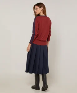 Sale Rodier Pull col rond bicolore bleu denim