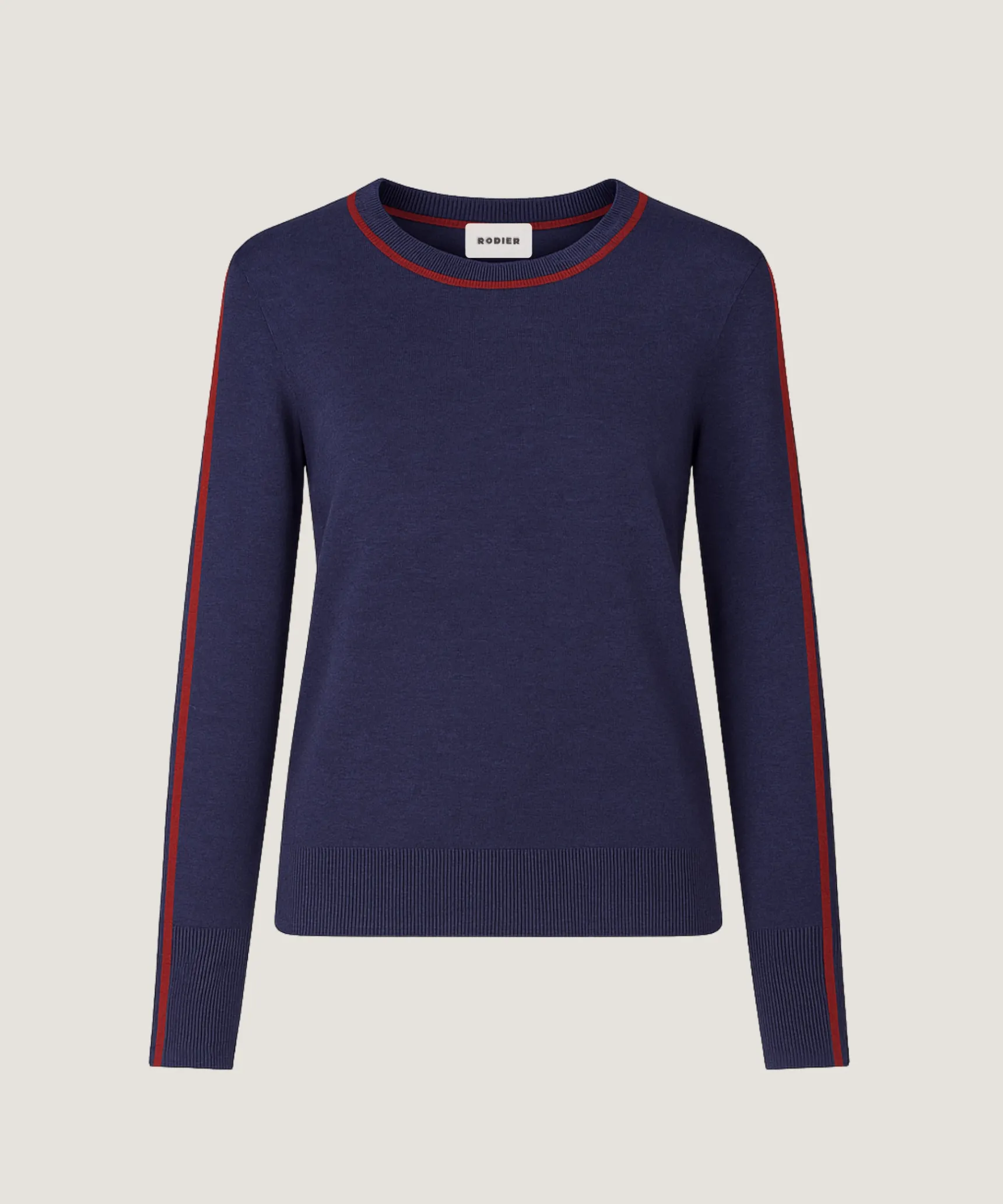 Sale Rodier Pull col rond bicolore bleu denim