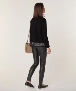 Clearance Rodier Pull col rond dentelle en laine noir