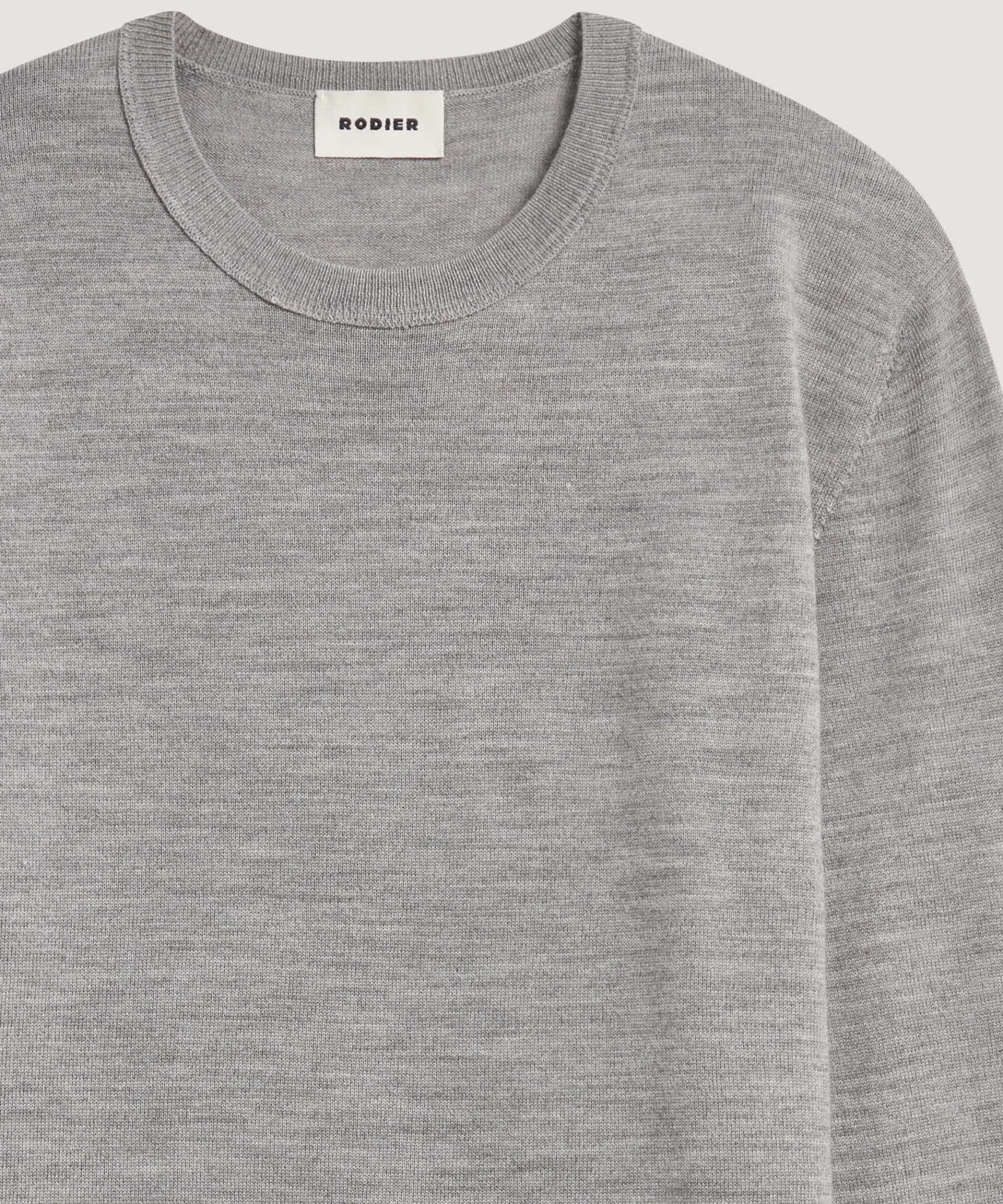 Clearance Rodier Pull col rond dentelle en laine gris foncé