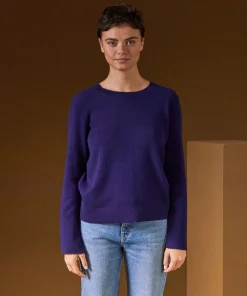 Sale Rodier Pull col rond en cachemire violet foncé