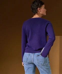 Sale Rodier Pull col rond en cachemire violet foncé