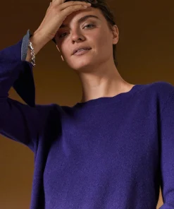 Sale Rodier Pull col rond en cachemire violet foncé