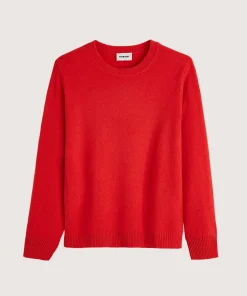 New Rodier Pull col rond en cachemire orange corail