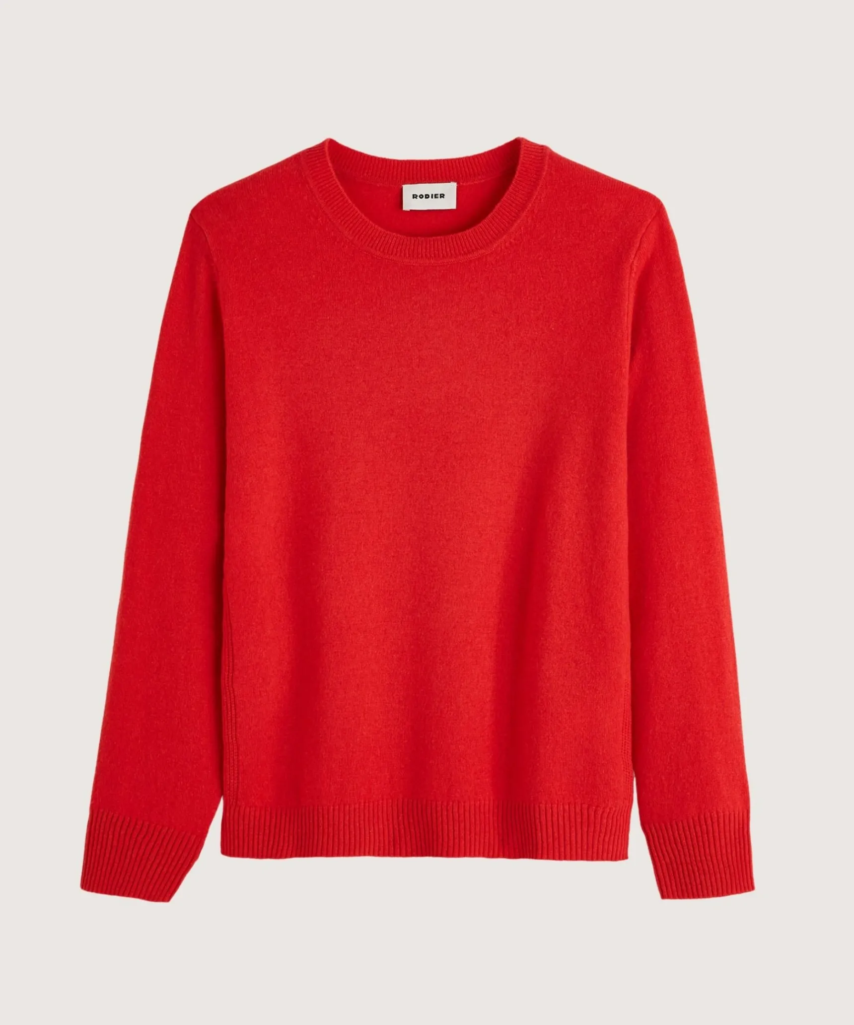New Rodier Pull col rond en cachemire orange corail