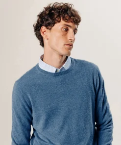 Discount Rodier Pull col rond en cachemire bleu