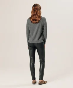 New Rodier Pull col rond en cachemire gris moyen