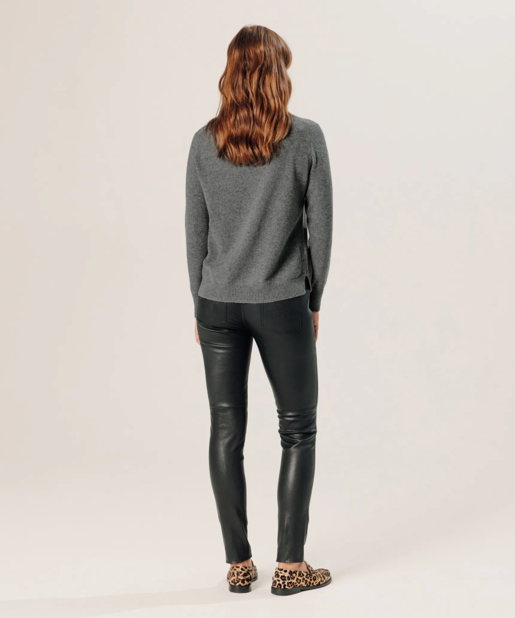 New Rodier Pull col rond en cachemire gris moyen