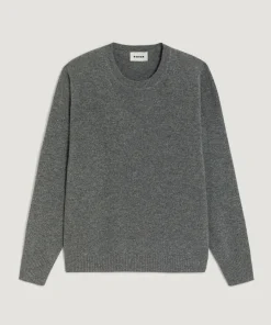 New Rodier Pull col rond en cachemire gris moyen