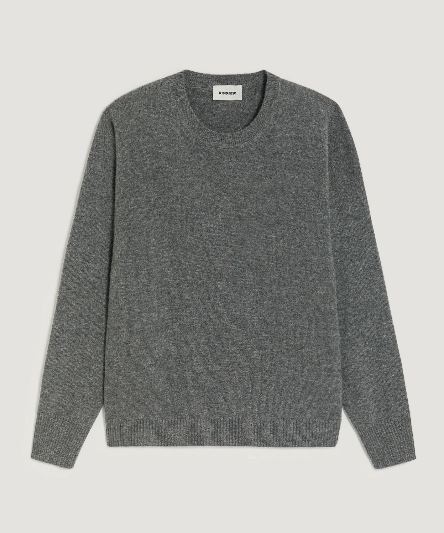 New Rodier Pull col rond en cachemire gris moyen