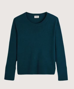 New Rodier Pull col rond en cachemire vert canard