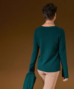 New Rodier Pull col rond en cachemire vert canard