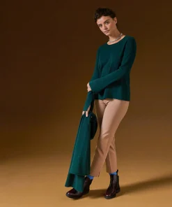 New Rodier Pull col rond en cachemire vert canard