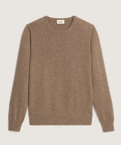 Best Rodier Pull col rond en cachemire taupe chiné