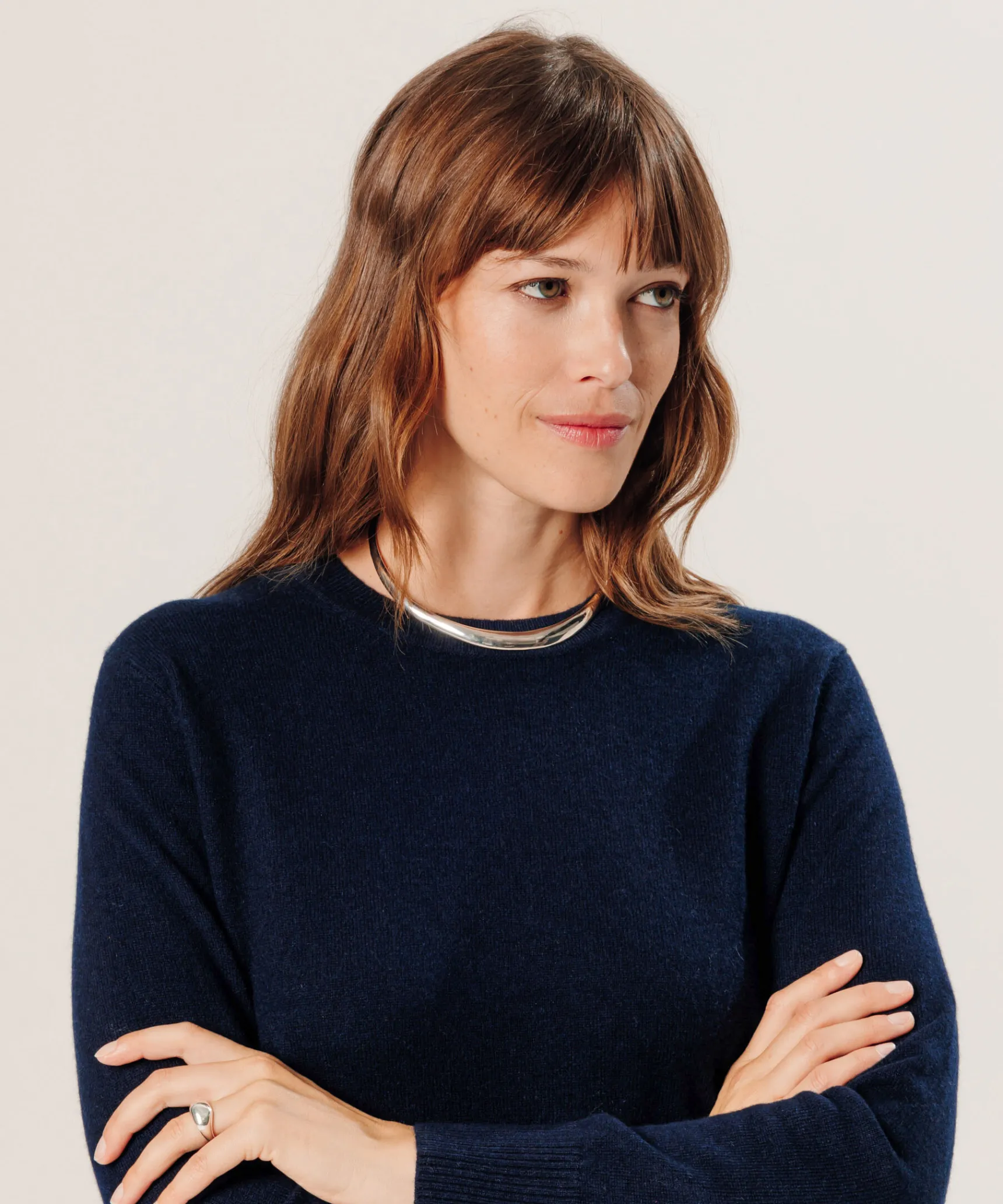 Outlet Rodier Pull col rond en cachemire bleu nuit
