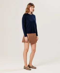 Outlet Rodier Pull col rond en cachemire bleu nuit