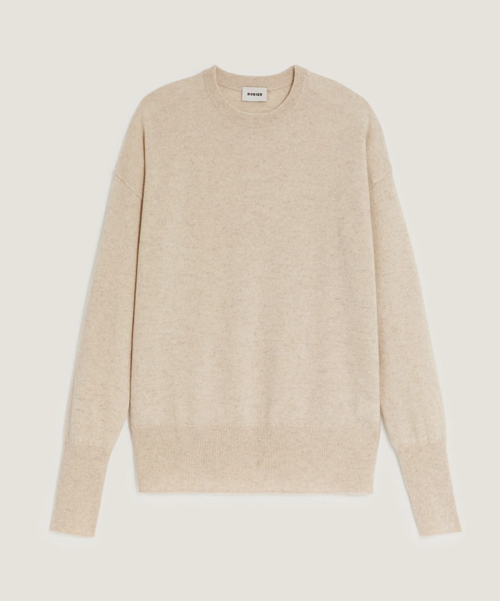 Outlet Rodier Pull col rond en cachemire blanc creme