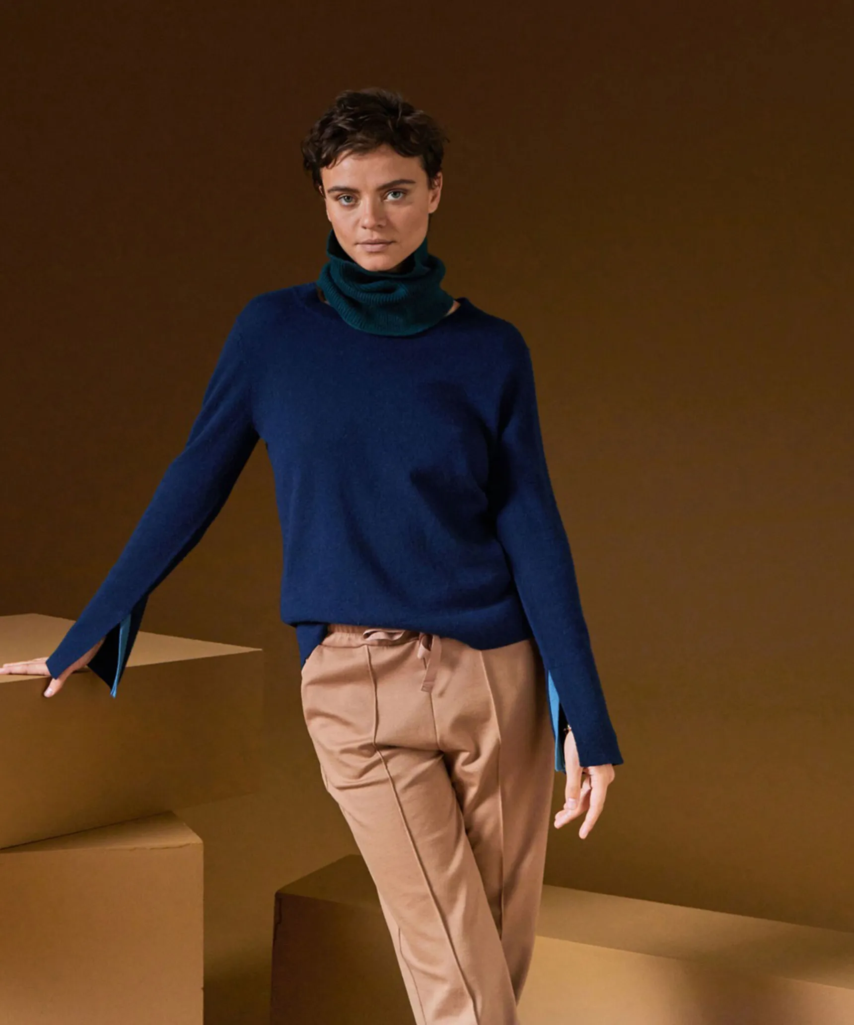 Discount Rodier Pull col rond en cachemire bleu marine
